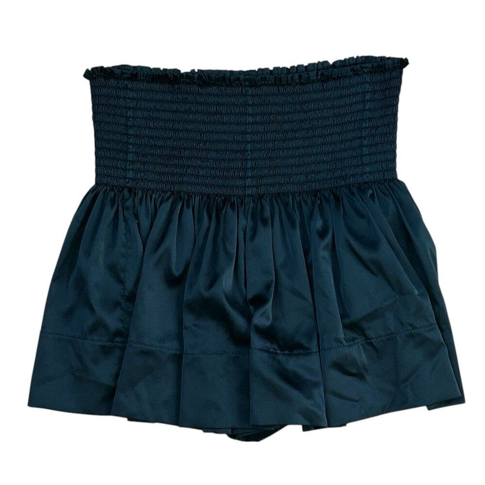 Natural Life Daisy Smocked Waist Teal Green Satin Shorts Women's XS/S
